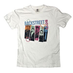 Backstreet Boys Graphic T-Shirt Comfort Colors White Size Small BSB Band Tee
